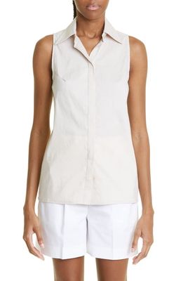 Eleventy Sleeveless Button-Up Shirt in Sand