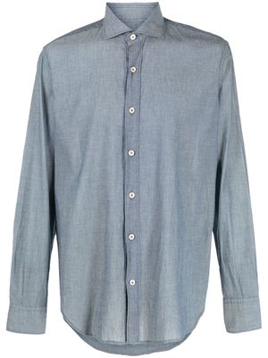 Eleventy spread-collar chambray shirt - Blue