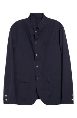 Eleventy Stand Collar Wool Blend Jacket in Blue