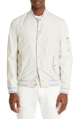 Eleventy Storm System® Waterproof Mixed Media Bomber Jacket in Sand And Ivory
