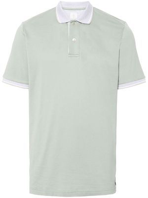 Eleventy stripe-detail cotton polo shirt - Green