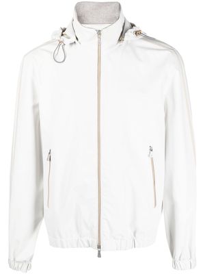 Eleventy stripe-detail zip-up jacket - White