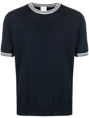 Eleventy stripe-trim fine knit T-shirt - Blue
