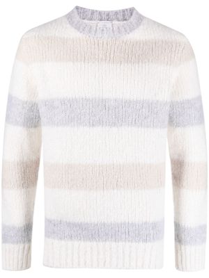 Eleventy striped cashmere-blend jumper - White