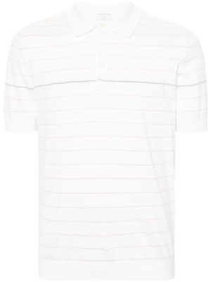 Eleventy striped cotton polo shirt - White