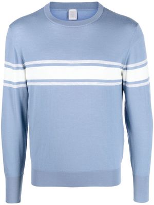 Eleventy striped crew-neck wool jumper - Blue