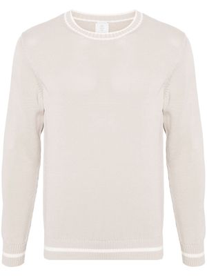 Eleventy striped-edge cotton jumper - Neutrals