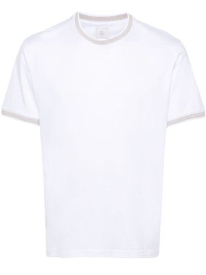 Eleventy striped-edge T-shirt - White