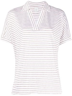 Eleventy striped spread-collar T-shirt - White