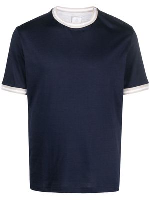 Eleventy striped-tipping cotton T-shirt - Blue