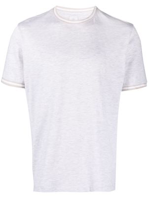 Eleventy striped-trim Giza-cotton T-shirt - Grey