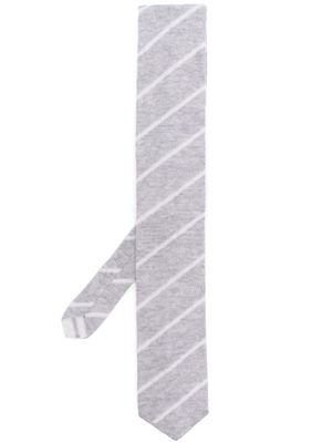 Eleventy striped wool tie - Grey