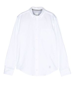 Eleventy TEEN logo-patch long-sleeve shirt - White