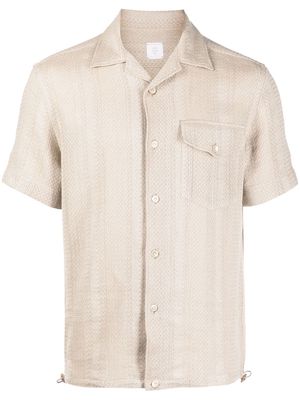 Eleventy textured button-up short sleeve shirt - Neutrals