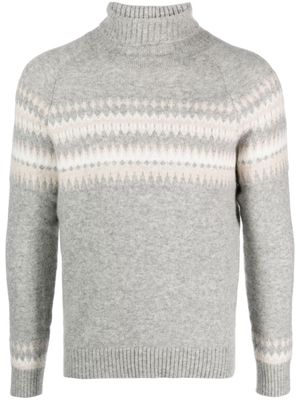 Eleventy turtleneck cashmere-blend intarsia jumper - Grey