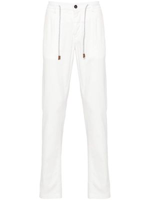 Eleventy twill tapered-leg trousers - White