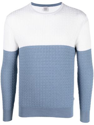 Eleventy two-tone cable-knit jumper - Blue