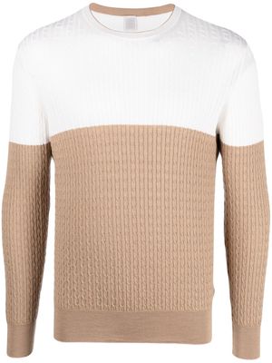 Eleventy two-tone cable-knit jumper - White