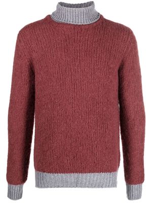 Eleventy two-tone long-sleeve jumper - Red