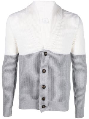 Eleventy two-tone ribbed-knit cardigan - Grey