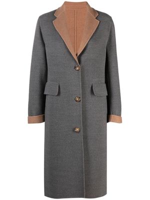Eleventy two-tone single-breasted wool coat - Grey