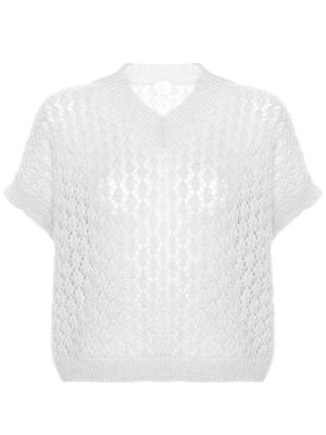 Eleventy V-neck knitted top - Grey
