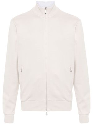 Eleventy zip-fastening cotton-blend jacket - Neutrals