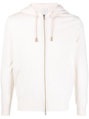 Eleventy zip-up cashmere hoodie - White