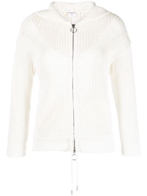 Eleventy zip-up knit hooded cardigan - White