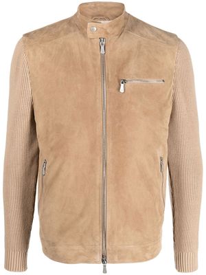 Eleventy zip-up lambskin jacket - Brown