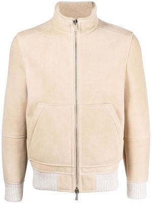 Eleventy zip-up shearling jacket - Neutrals