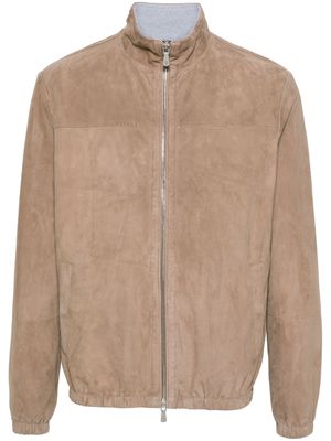 Eleventy zipped-up leather jacket - Neutrals