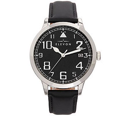 Elevon Men's Sabre Black Leather Strap Watch