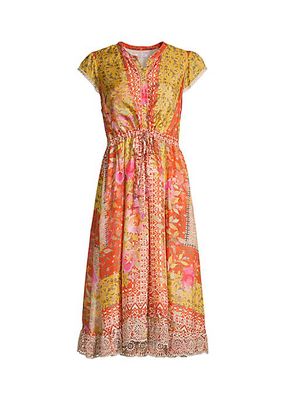 Eliana Lucy Floral Silk Midi-Dress
