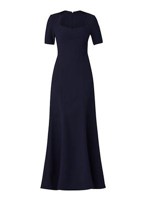 Elie Crepe Short-Sleeve Gown