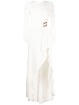 Elie Saab asymmetric crêpe dress - White