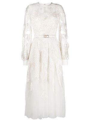 Elie Saab Bead-embroidered midi dress - White