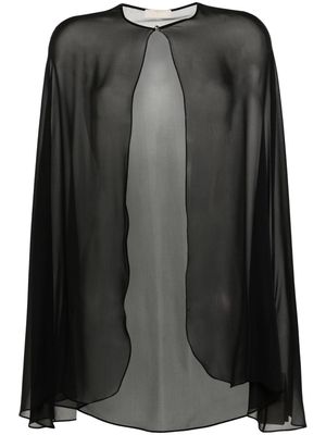 Elie Saab chiffon silk cape - Black