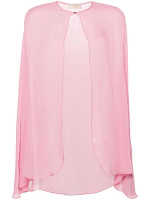 Elie Saab chiffon silk cape - Pink