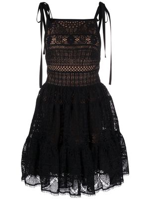 Elie Saab crocheted lace A-line dress - Black