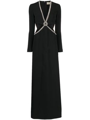Elie Saab crystal-embellished cut-out gown - Black