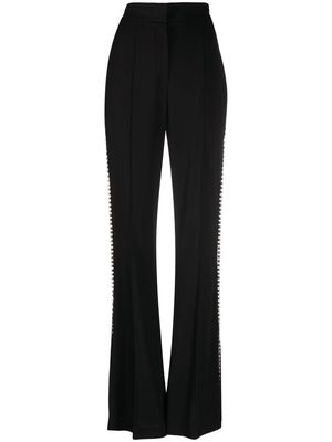 Elie Saab crystal-stripe flared trousers - Black