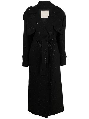 Elie Saab double-breasted sequin-embellished tweed coat - Black