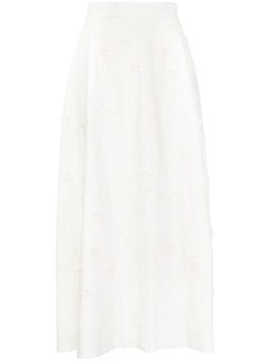 Elie Saab embroidered cotton midi skirt - White