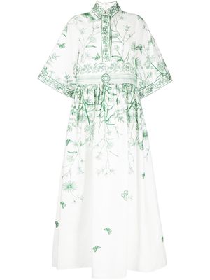 Elie Saab embroidered cotton poplin shirt dress - White