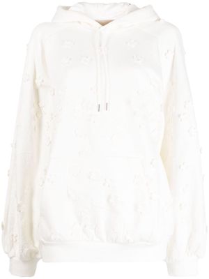 Elie Saab embroidered-design cotton blend hoodie - White