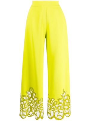 Elie Saab embroidered-detail cropped trousers - Green