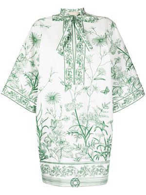 Elie Saab embroidered half-sleeves dress - White