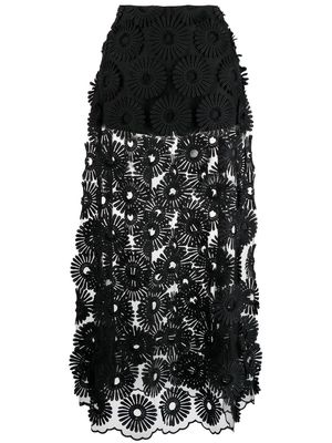 Elie Saab embroidered-motif maxi skirt - Black
