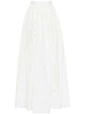 Elie Saab embroidered taffeta maxi skirt - White